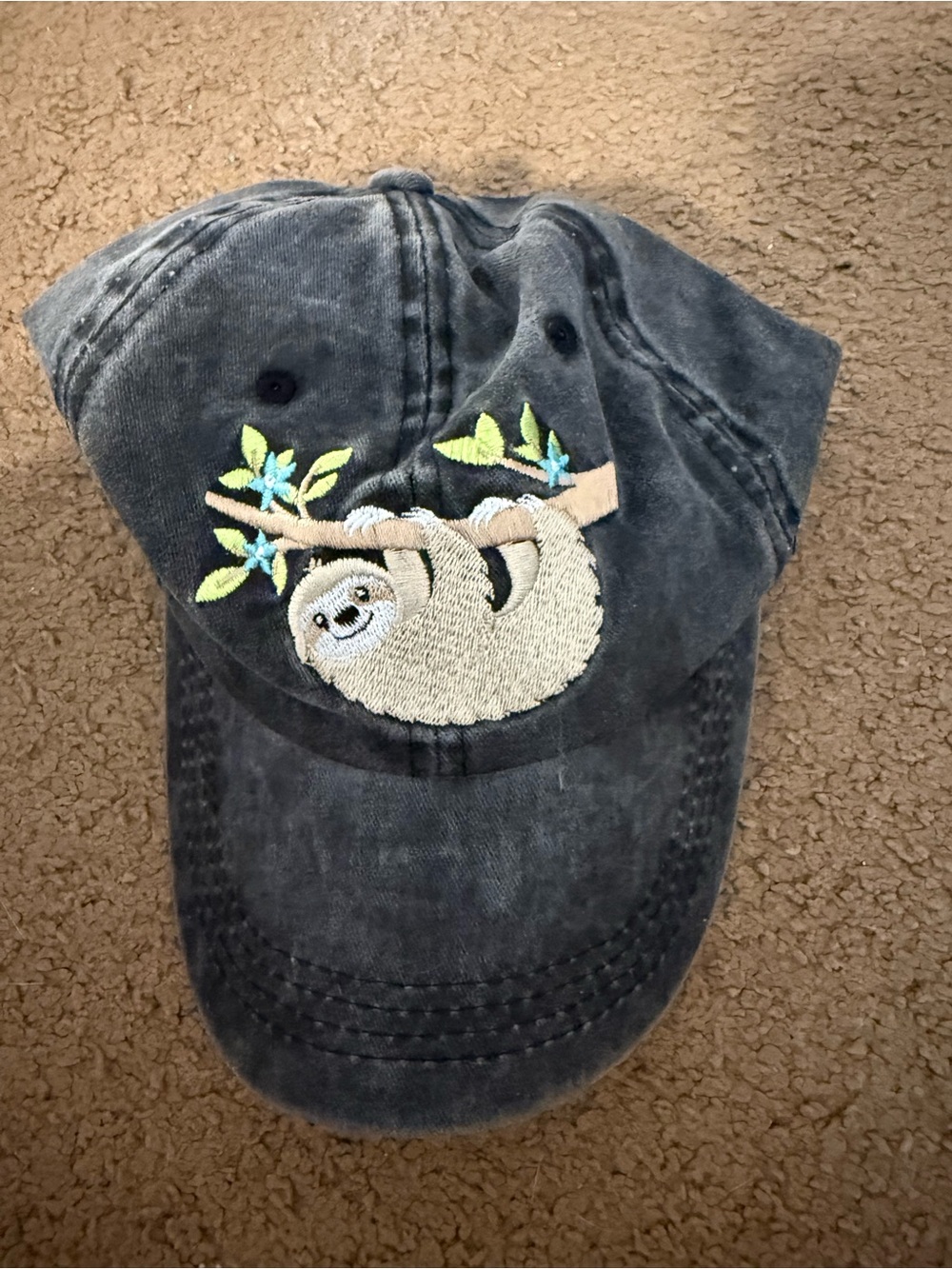 Dark Gray Sloth Embroidered Hat